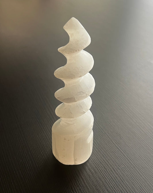 Selenite Tower Unicorn Horn